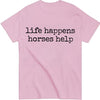 Nusyouc Life Happens Horses Help Equestrian T-Shirt Vintage Horse Lover T Shirt Tops - Pink
