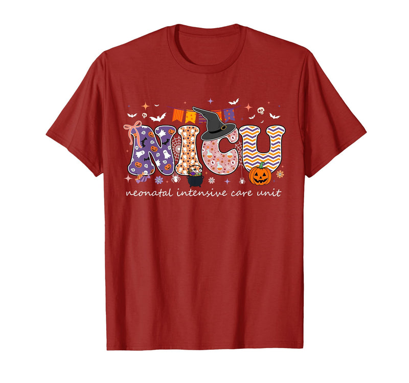 Halloween NICU Nurse Neonatal Intensive Care Neonatal Intensive Care Unit Coquette NICU Nurse Halloween T-Shirt - Cranberry