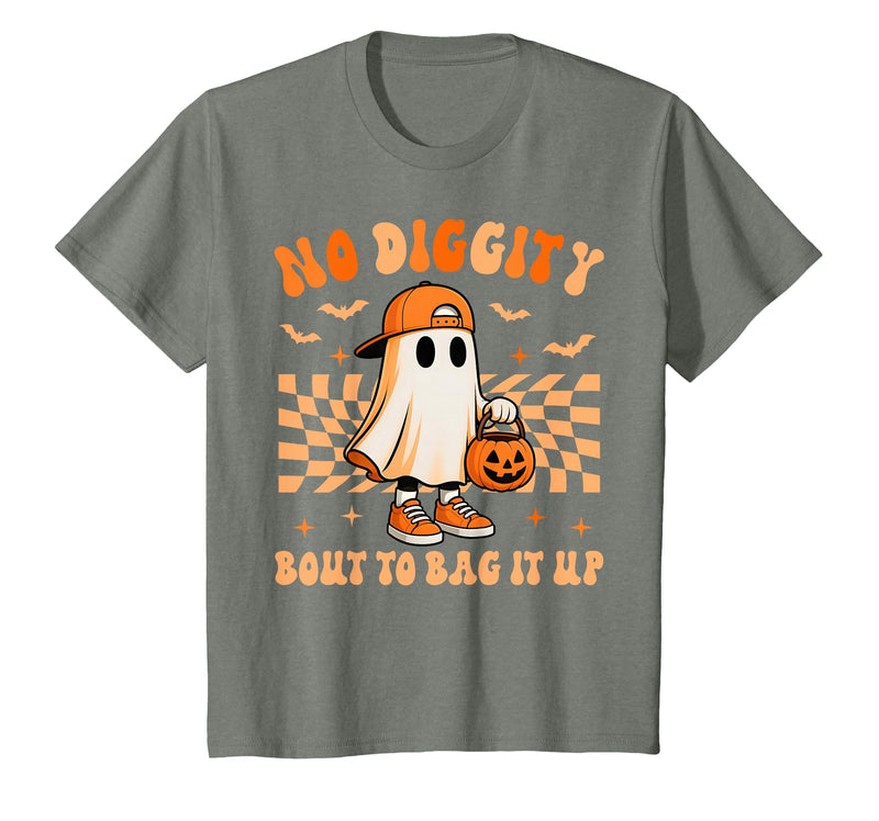 Ghost No Diggity Bout To Bag It Up Halloween Ades Ghost No Diggity Bout to Bag It Up Halloween Toddler Kids T-Shirt - Olive