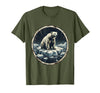 Mademark Polar Bear Drifting on Ice Floe Illustration T-Shirt - Olive Green