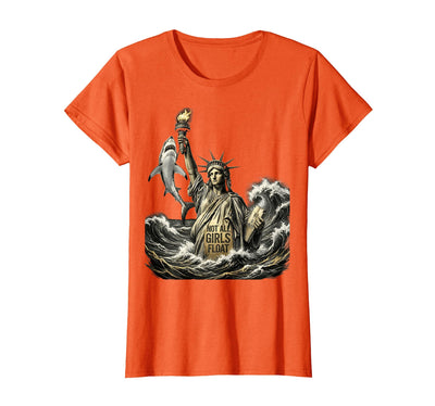 Not All Girls Float Womens Shark Design T-Shirt