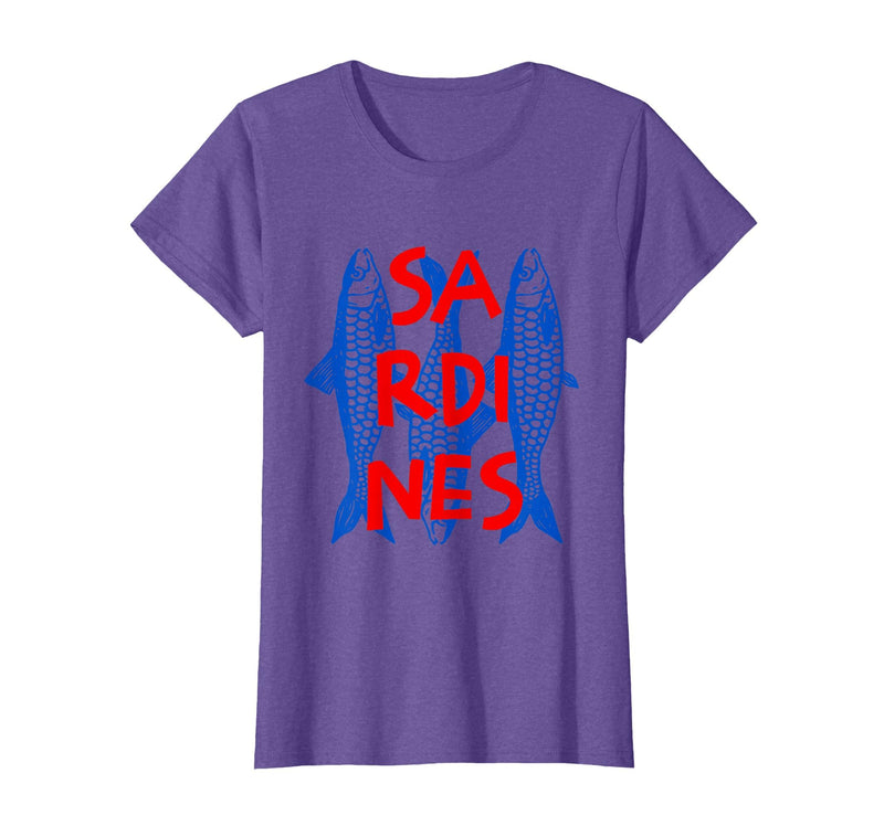 Vintage Sardine Tinned Fish Summer Tee Sardines Tinned Fish Retro Graphic for Men Women T-Shirt - Purple Heather