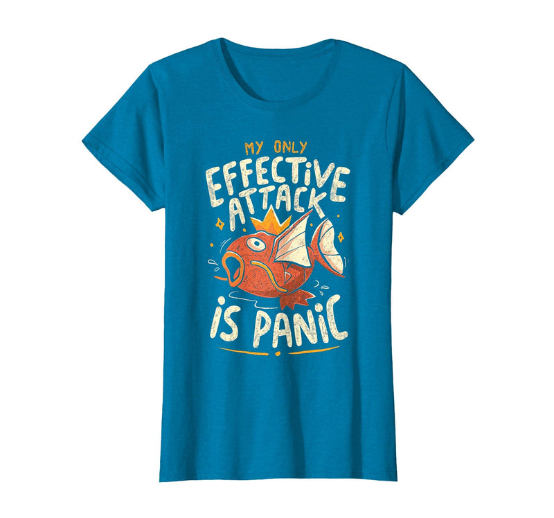 Funny My Only Effective Attack Is Panic Tee Shirt Fish My Only Effective Attack is Panic T-Shirt - Sapphire Blue