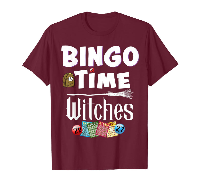 Bingo Time Witches Halloween Bingo Player Novelty Halloween Bingo Time Witches Funny Women Bingo Player T-Shirt - Burgundy