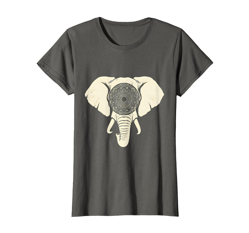 Mademark Elephant Head Ornate Mandala Illustration T-Shirt - Women - Asphalt Grey