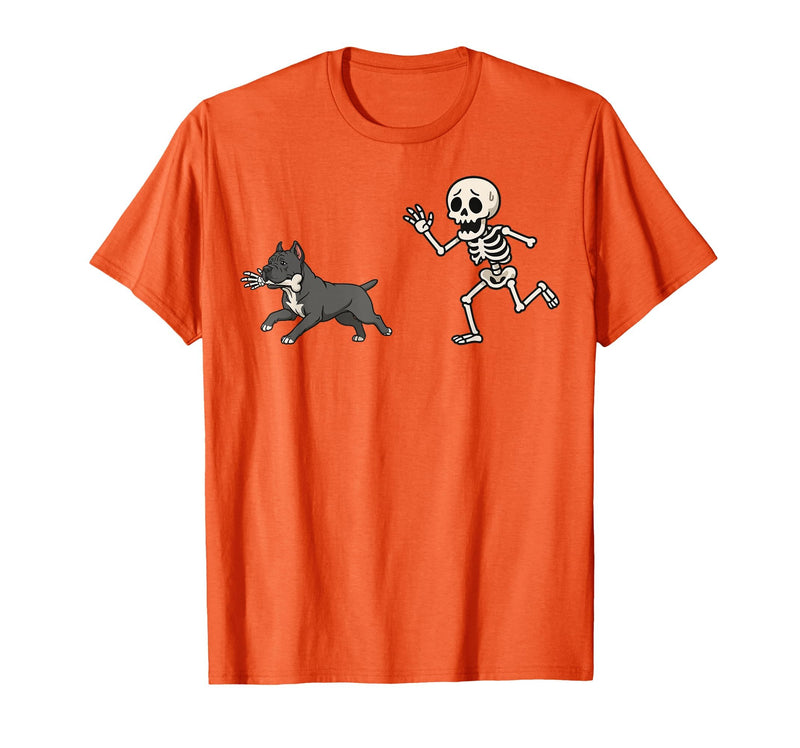 Pitbull Halloween Costume Funny Pitbull Skeleton Hand Halloween T-Shirt - Orange