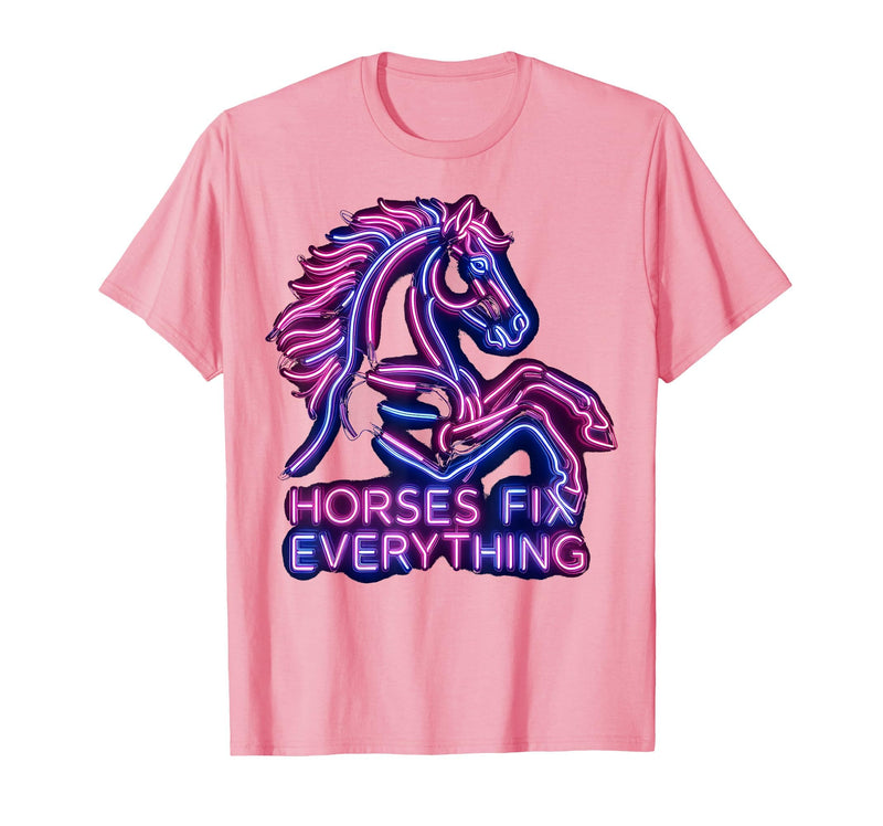 Mademark Horses Fix Everything Horse Riding Design T-Shirt - Men - Pink