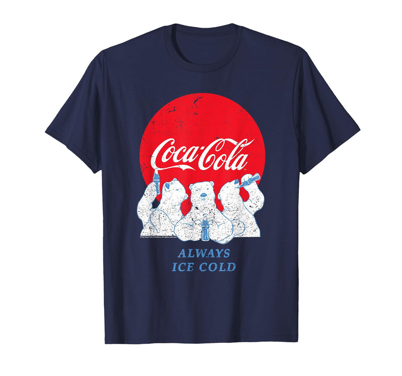 Coca-Cola Coca Cola Always Ice Cold Polar Bears Christmas T-Shirt - Navy Blue