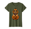 Funny Retro Maltipoo mom Halloween Spooky Cavapoo Pumpkin Halloween Doodle Dog Lover T-Shirt - Olive Green
