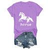 Pukcoun Horse Shirt Horse Lover V-Neck Shirt Retro Graphics T-Shirt Unisex - Purple