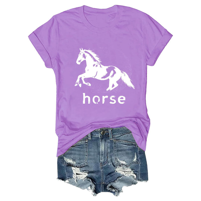 Pukcoun Horse Shirt Horse Lover V-Neck Shirt Retro Graphics T-Shirt Unisex - Purple