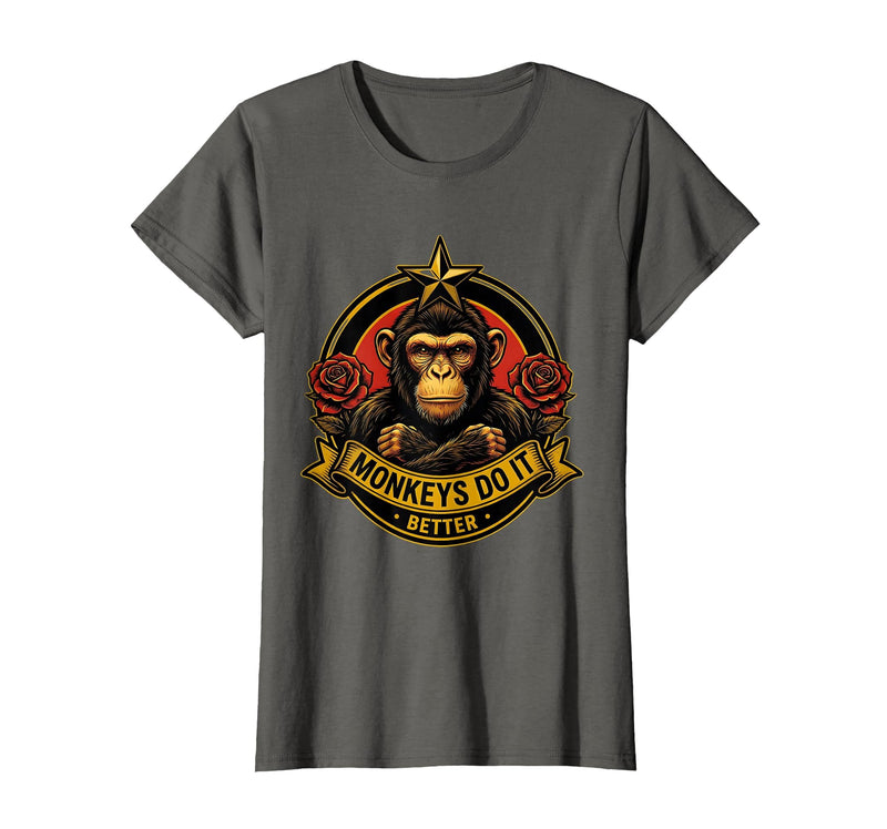 Mademark Monkeys Do It Better Funny Primate Design T-Shirt - Women - Asphalt Grey