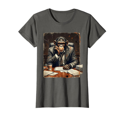 Monkey in a Suit Stuck in a Meeting Funny Gift T-Shirt - Women