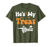 She's My Trick He's My Treat Halloween Couple Tees He's My Treat Skeleton Couples Matching Couple Halloween T-Shirt - Olive