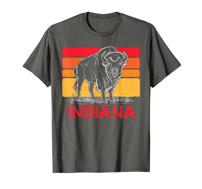 Cow State Pride Nature Outdoor Adventure Indiana Bison Retro T-Shirt