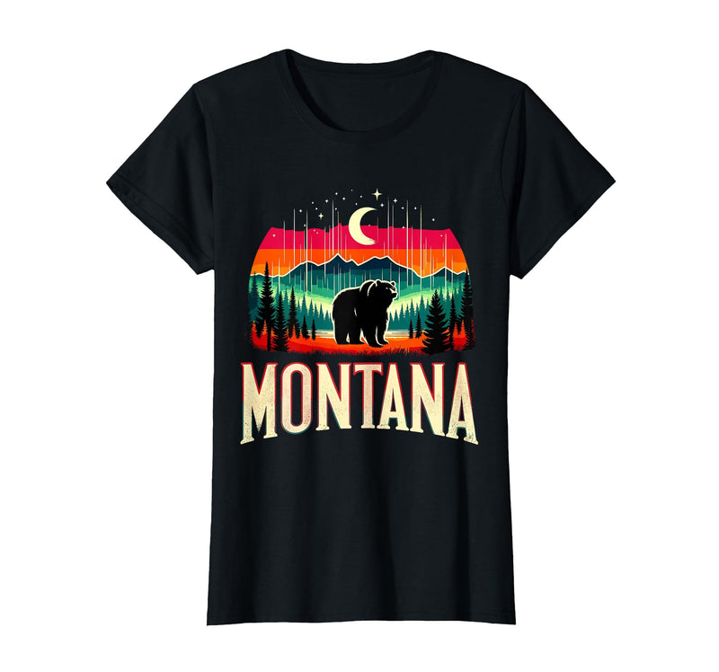 Grizzly Bear Mountain Forrest Nature Montana Grizzly Bear Mountain T-Shirt - Black