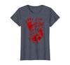 InGENIUS Halloween Shirts & Gifts I'm Fine Bloody Hand Blood Stained Splatter Funny Halloween T-Shirt - Heather Blue