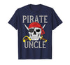 Pirate Family Apparel Pirate Uncle Jolly Roger Flag Skull Family Pirates T-Shirt - Navy Blue