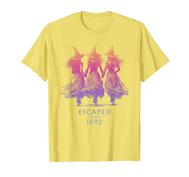 Escaped Since 1692 Halloween Escaped Since 1692 Funny Witch Halloween Design T-Shirt - Lemon Yellow