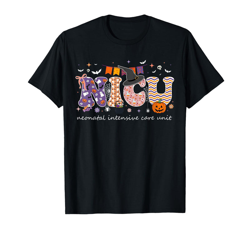Halloween NICU Nurse Neonatal Intensive Care Neonatal Intensive Care Unit Coquette NICU Nurse Halloween T-Shirt - Black