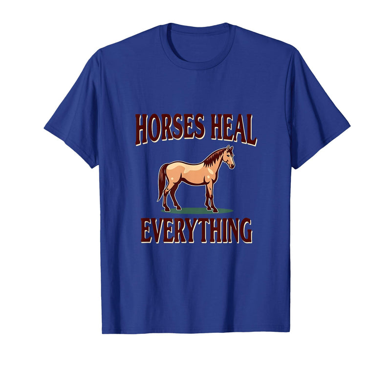 Mademark Horses Heal Everything Equestrian Women Design T-Shirt - Men - Royal Blue