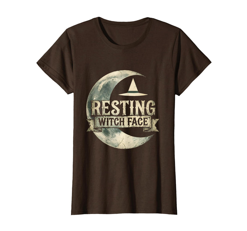 Mademark Resting Witch Face Halloween Design T-Shirt - Brown