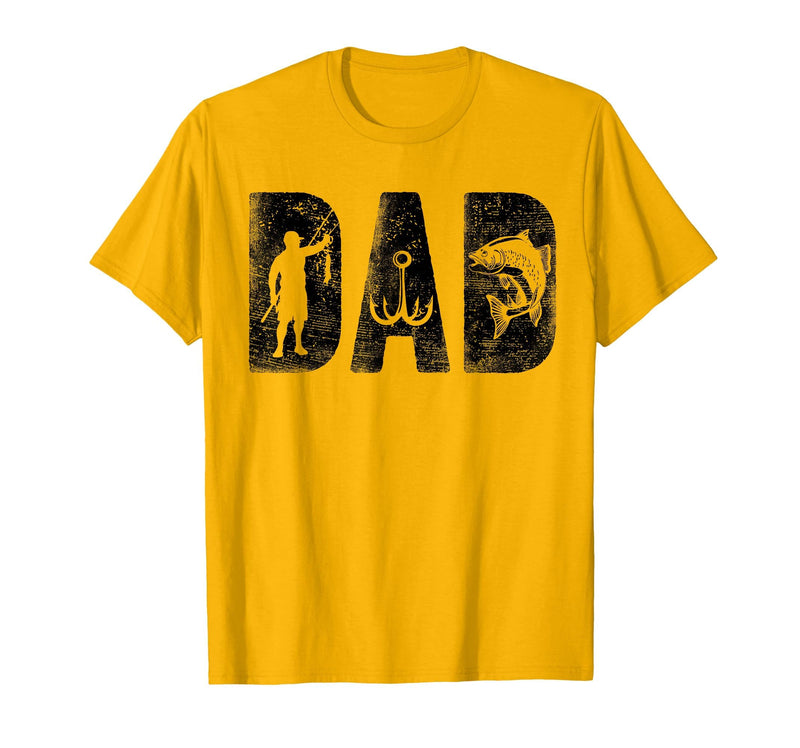 Fishing Gifts for Dad Father's Day Fisherman Fishing Dad Birthday Classic Bold Font Fish Daddy T-Shirt - Golden Yellow
