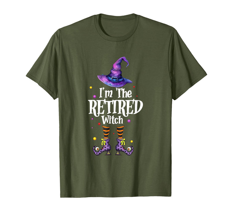 Funny Quote Horror Costume Party Family Friends I'm The Retired Witch Spooky Scary Halloween Retiree Women T-Shirt - Olive
