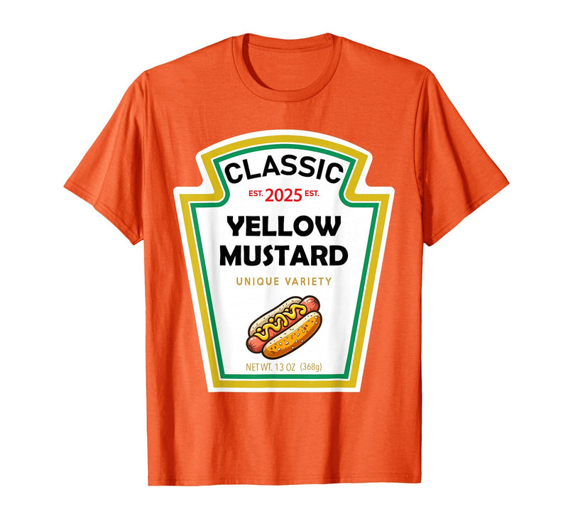Halloween 2025 Condiments Couples Costume Sauce Yellow Mustard DIY Halloween Costume Matching Groupe Mustard T-Shirt - Orange