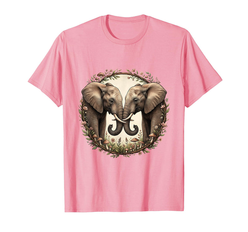 Mademark Mama Elephant and Calf Touching Trunks Gift T-Shirt - Men - Pink