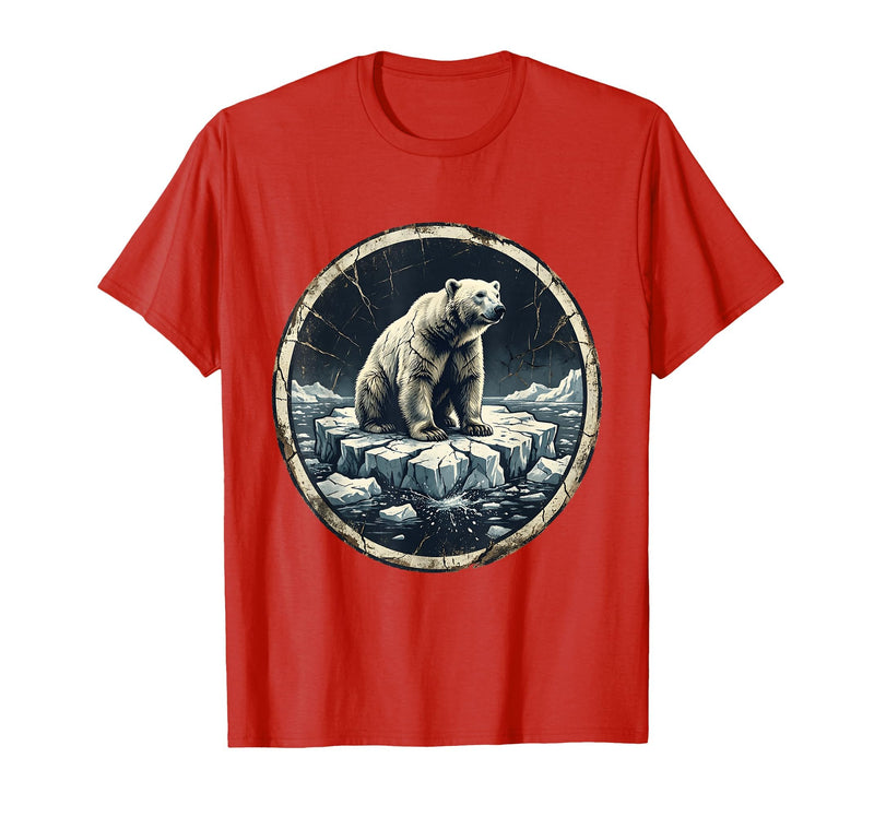 Mademark Polar Bear Drifting on Ice Floe Illustration T-Shirt - Red