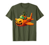 Funny Halloween Airplane Costume for Kid Boy Funny Airplane Pumpkin Pilot Lovers Halloween Mens Boys Kids T-Shirt - Olive