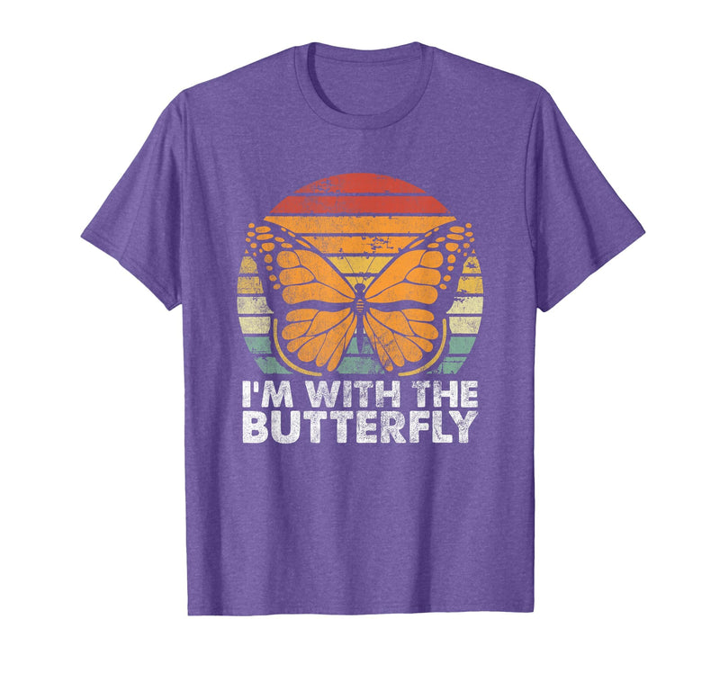 Im With Butterfly Halloween Costume Party Gift I'm with Butterfly Halloween Costume Matching Couples Party T-Shirt - Purple