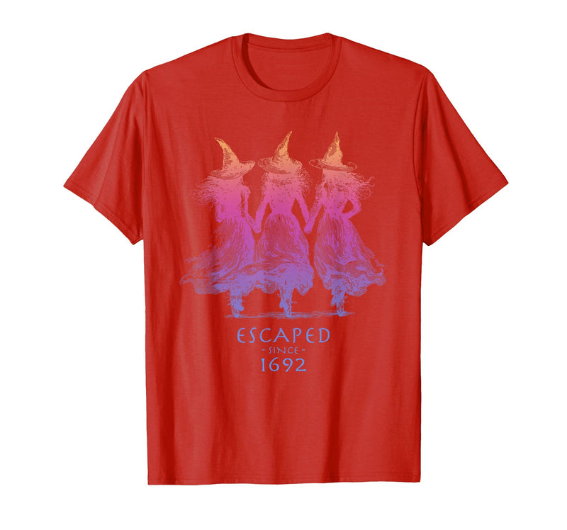Escaped Since 1692 Halloween Escaped Since 1692 Funny Witch Halloween Design T-Shirt - Red