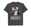 Bunny Gym Rabbit Weights Installing Muscles T-Shirt in Dark Heather Grey