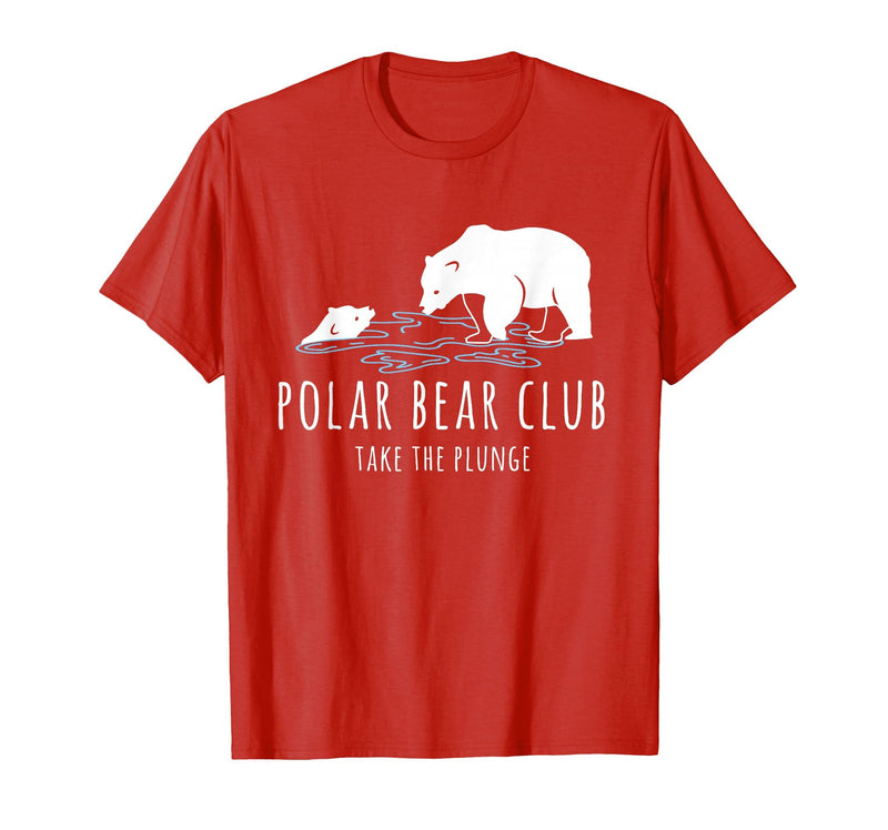 Global Warming Awareness Arctic Winter Ice Polar Bear Club Take The Plunge Ice Bear T-Shirt - Red