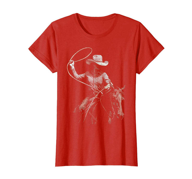 Cowgirl Western Rodeo Rodeo Cowgirl Western Horse T-Shirt - Red