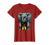 Mademark Funny Elephant Hiding Behind Tiny Tree T-Shirt - Women - Cranberry Red