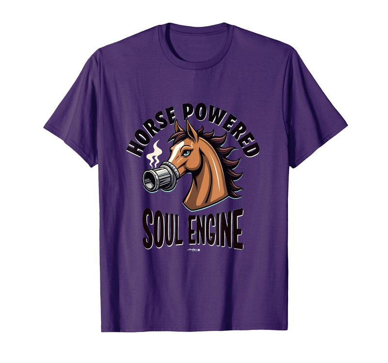 Mademark Horse Powered Soul Engine Equestrian Design T-Shirt - Men - Purple