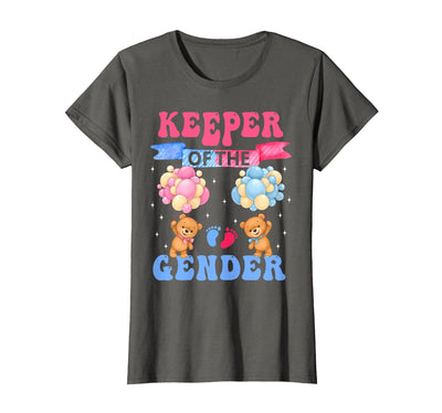 Keeper of The Gender Reveal Cute Bear Balloons Pink Or Blue T-Shirt