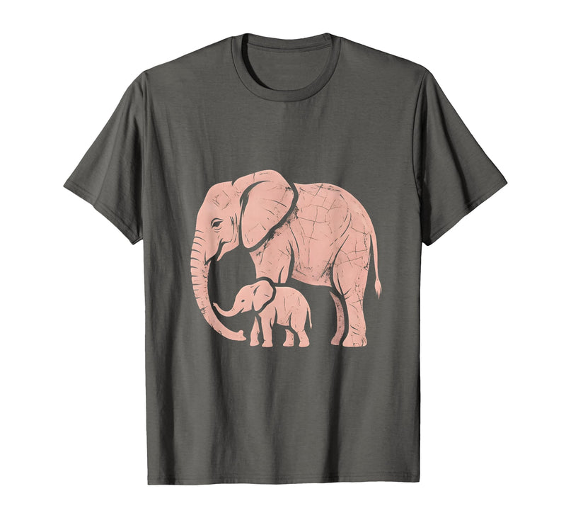 Mademark Mama Elephant Trunk Wrapped Around Baby T-Shirt - Men - Asphalt Grey
