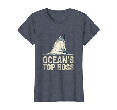 Ocean's Top Boss Shark Graphic Design T-Shirt