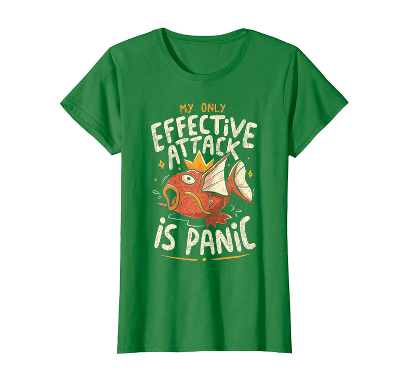 Funny My Only Effective Attack Is Panic Tee Shirt Fish My Only Effective Attack is Panic T-Shirt - Kelly Green