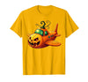Funny Halloween Airplane Costume for Kid Boy Funny Airplane Pumpkin Pilot Lovers Halloween Mens Boys Kids T-Shirt - Golden