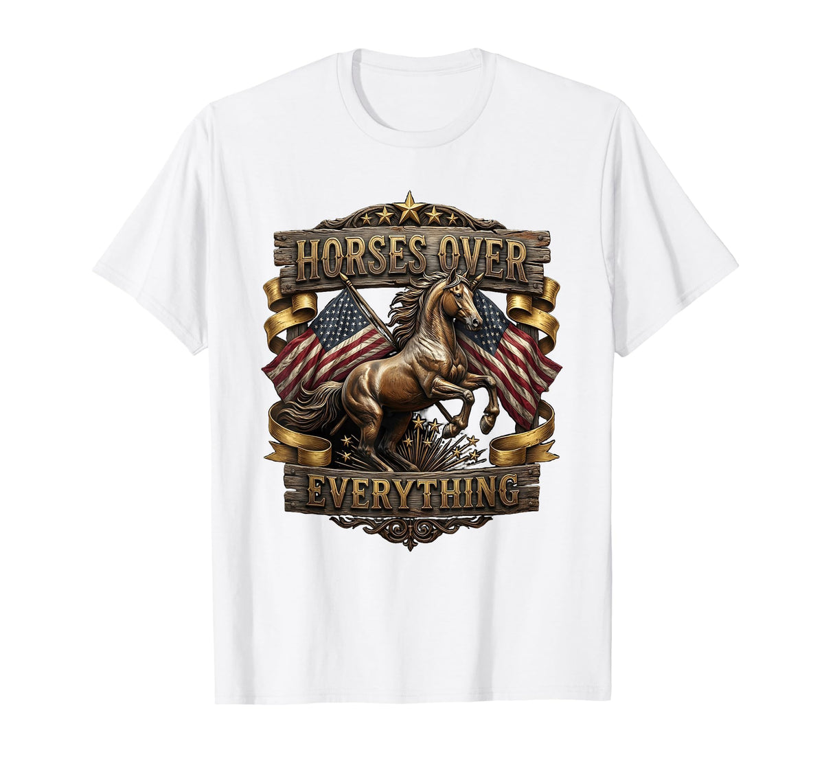 Mademark Horses Over Everything Equestrian Design T-Shirt - Men - White