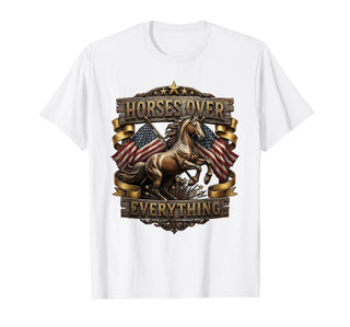 Mademark Horses Over Everything Equestrian Design T-Shirt - Men - White