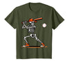 Funny Halloween Skeleton Sports Boys Costume Baseball Skeleton Spooky Boys Halloween Baseball Player T-Shirt - Olive Green