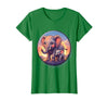 Mademark Elephant Mother and Calf Sunset Walk Design T-Shirt - Women - Kelly Green