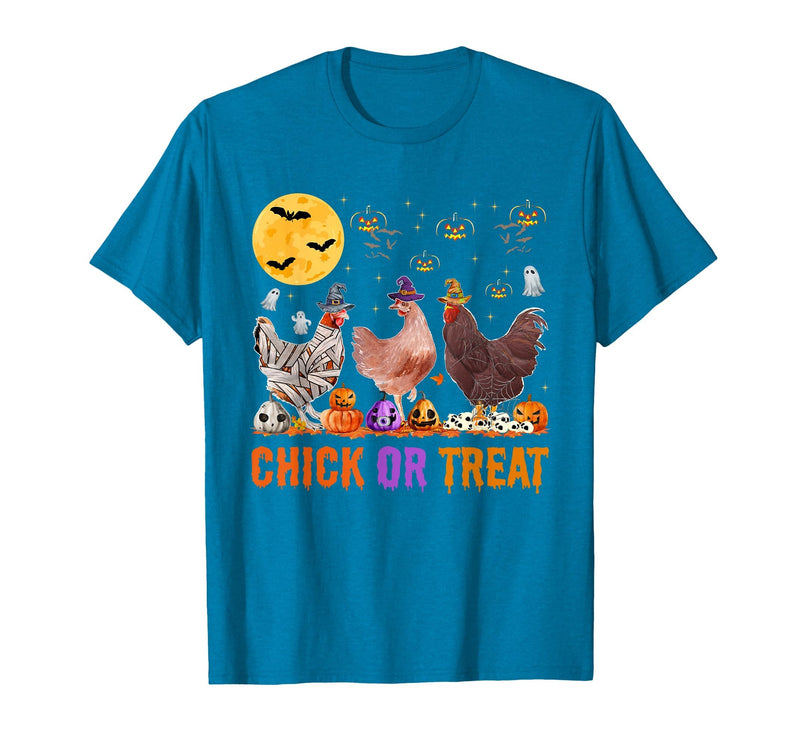 Autumn Pumpkin Chicken Halloween Chicken Farm Fall Halloween Chicken Pumpkin Chick Or Treat Spooky T-Shirt - Sapphire Blue