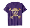 Halloween Designs. Pirate Flag Skull and Crossbones Skeleton Graphic Halloween T-Shirt - Purple